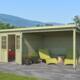 8711471581524 1022499 Outdoor Life Products Tuinhuis Blokhut met Overkapping Sunniva 570x275 Olijfgroen Geïmpregneerd 2 min
