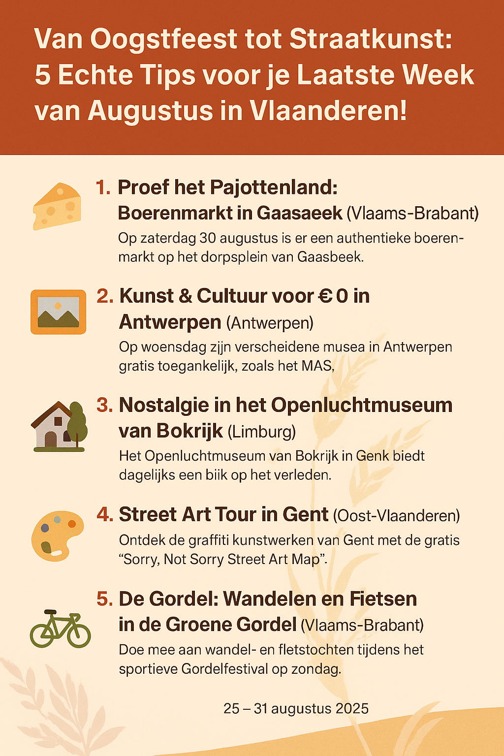 De zomer uitwuiven in stijl: 5 Lokale toptips in Vlaanderen voor deze week!